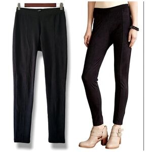 Anthropologie La Fee Verte Black Faux Suede Slim Fit Leggings Small‎